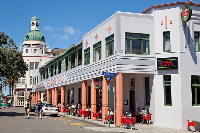 Napier, New Zealand. Street Scene, Art Deco Architecture.